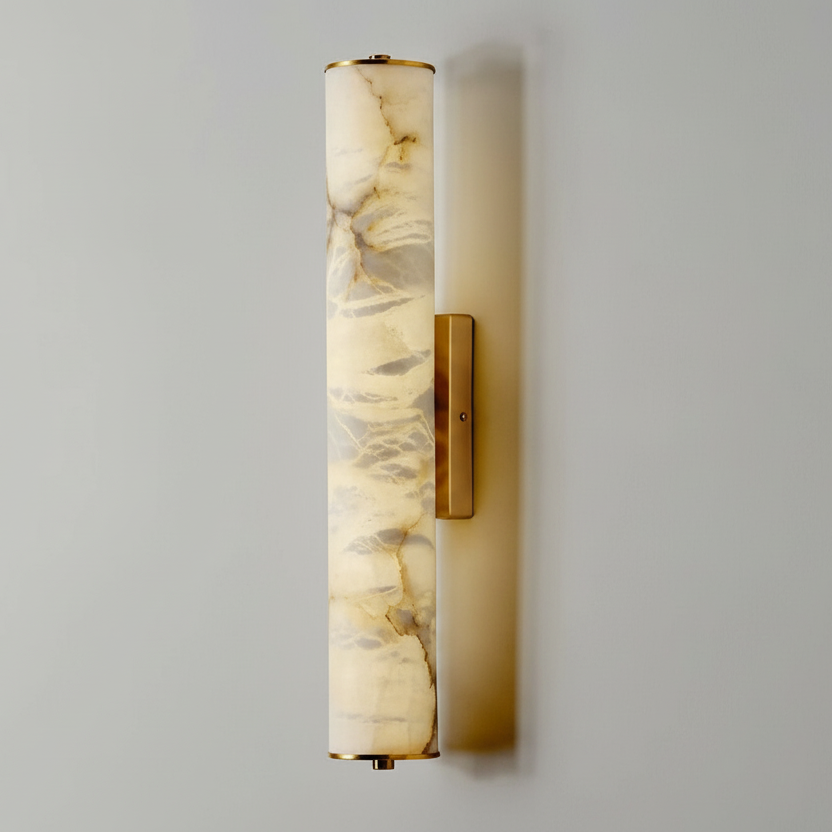 Marvella Cylindrical Marble Wall Light with Copper Frame
