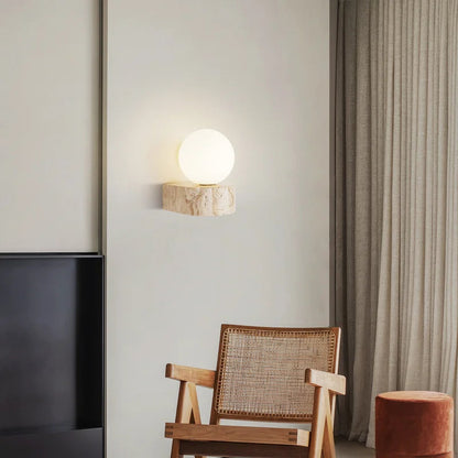 Stonara Wabi Sabi Stone Base Globe Wall Light