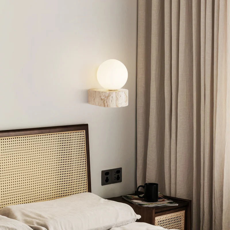Stonara Wabi Sabi Stone Base Globe Wall Light