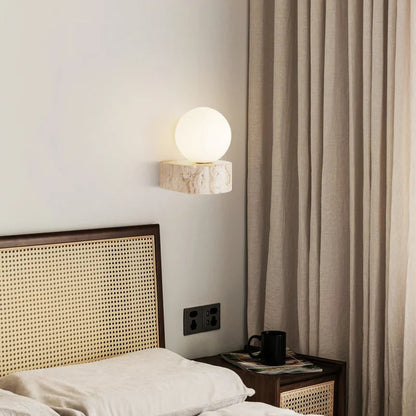 Stonara Wabi Sabi Stone Base Globe Wall Light