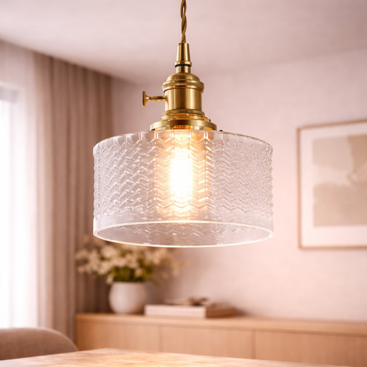 Textured Glass Cylinder Ceiling Light