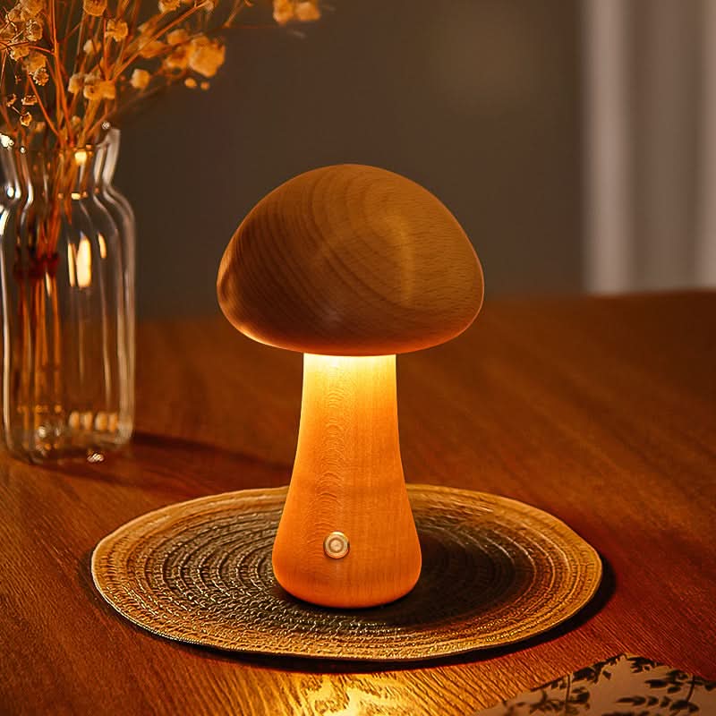 Mini Mushroom Wooden Table Lamp