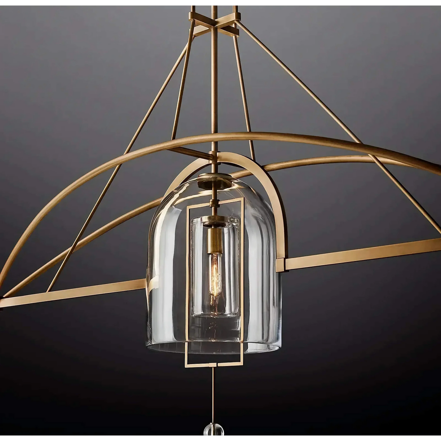 Gilded Arc Glass Chandelier