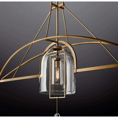 Gilded Arc Glass Chandelier