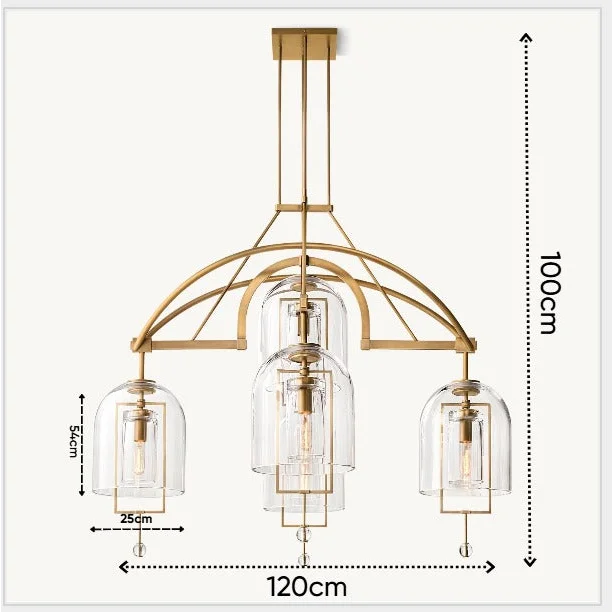 Gilded Arc Glass Chandelier