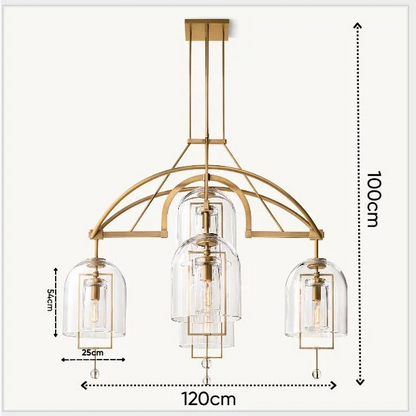 Gilded Arc Glass Chandelier