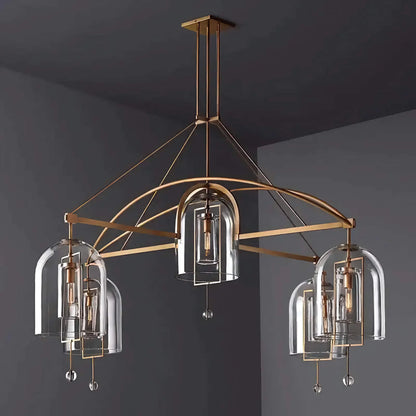 Gilded Arc Glass Chandelier