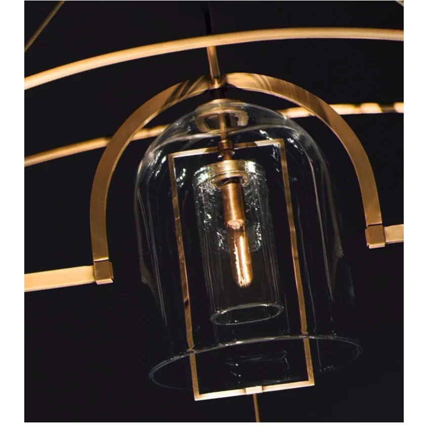 Gilded Arc Glass Chandelier