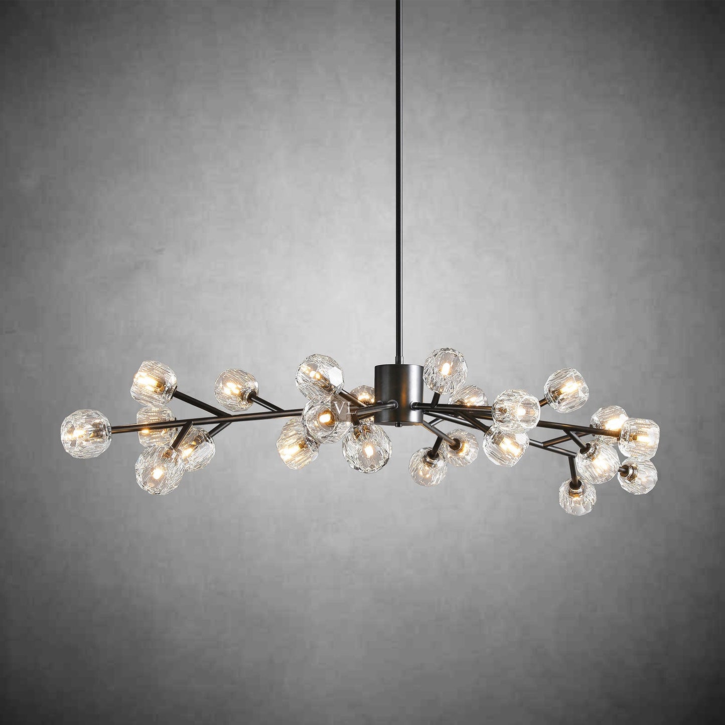 Crystal Orb Brass Chandelier