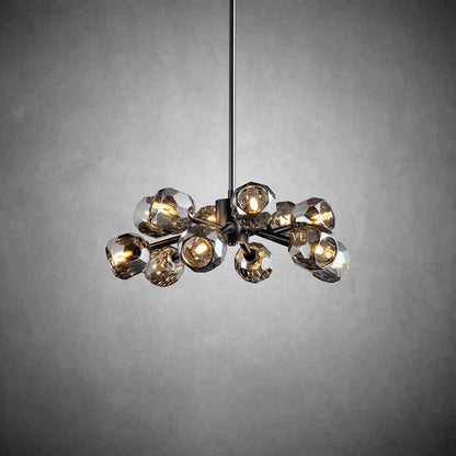 Crystal Orb Brass Chandelier