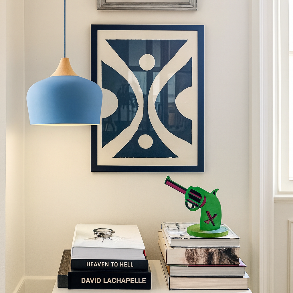 Modern Pastel Wood Accent Pendant Light