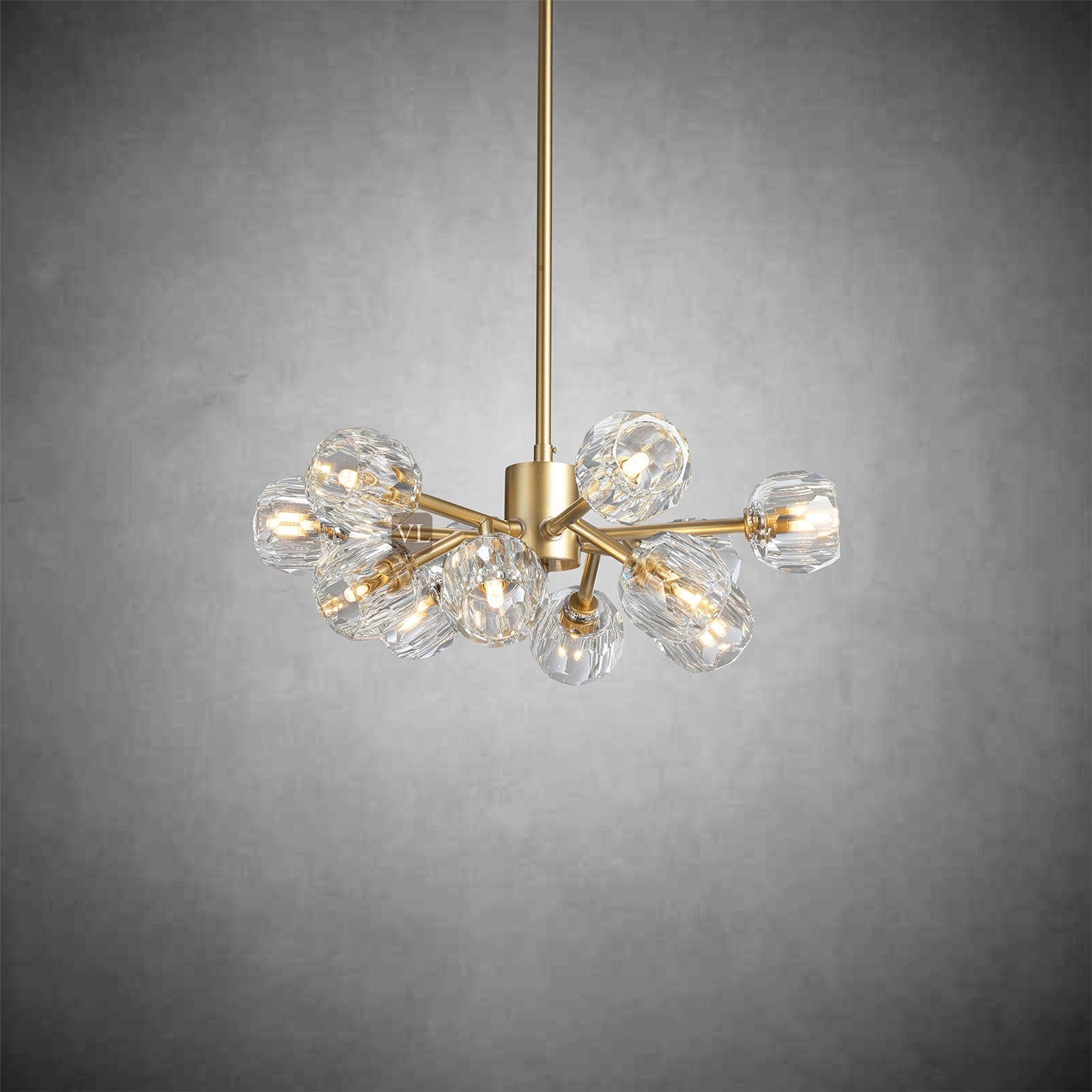 Crystal Orb Brass Chandelier