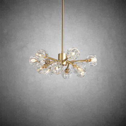 Crystal Orb Brass Chandelier