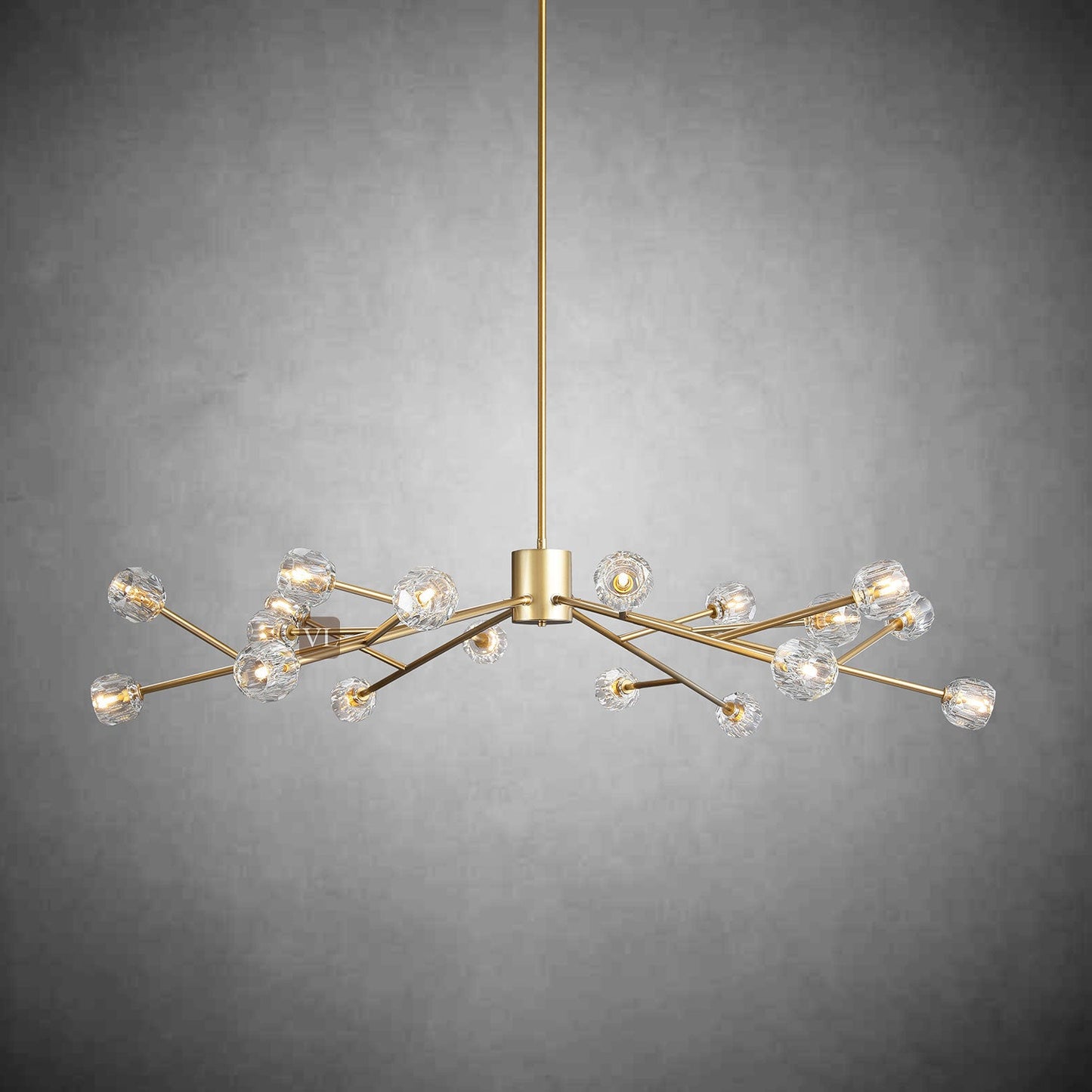 Crystal Orb Brass Chandelier