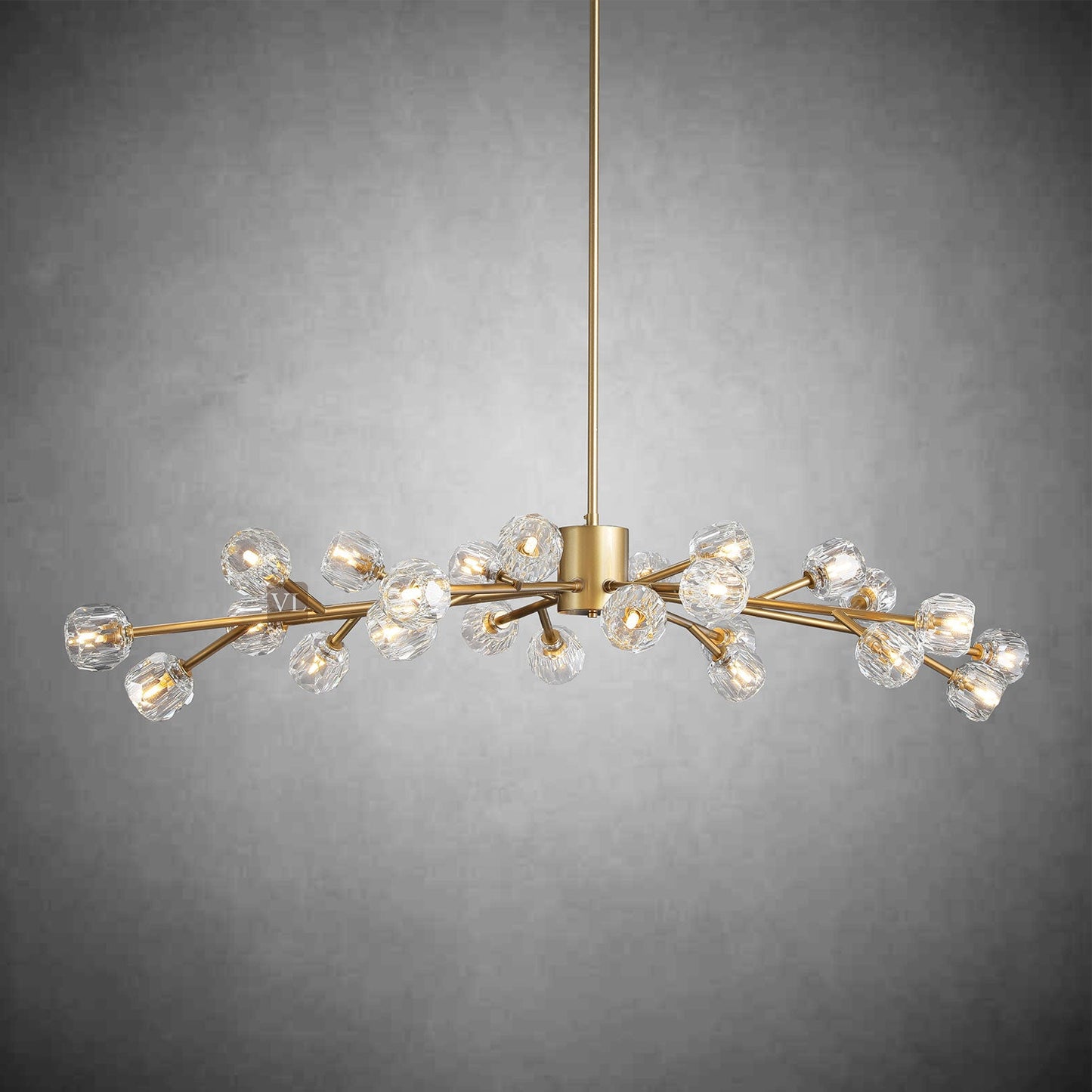Crystal Orb Brass Chandelier