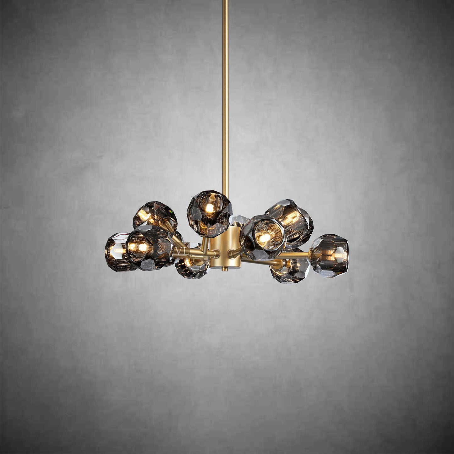 Crystal Orb Brass Chandelier