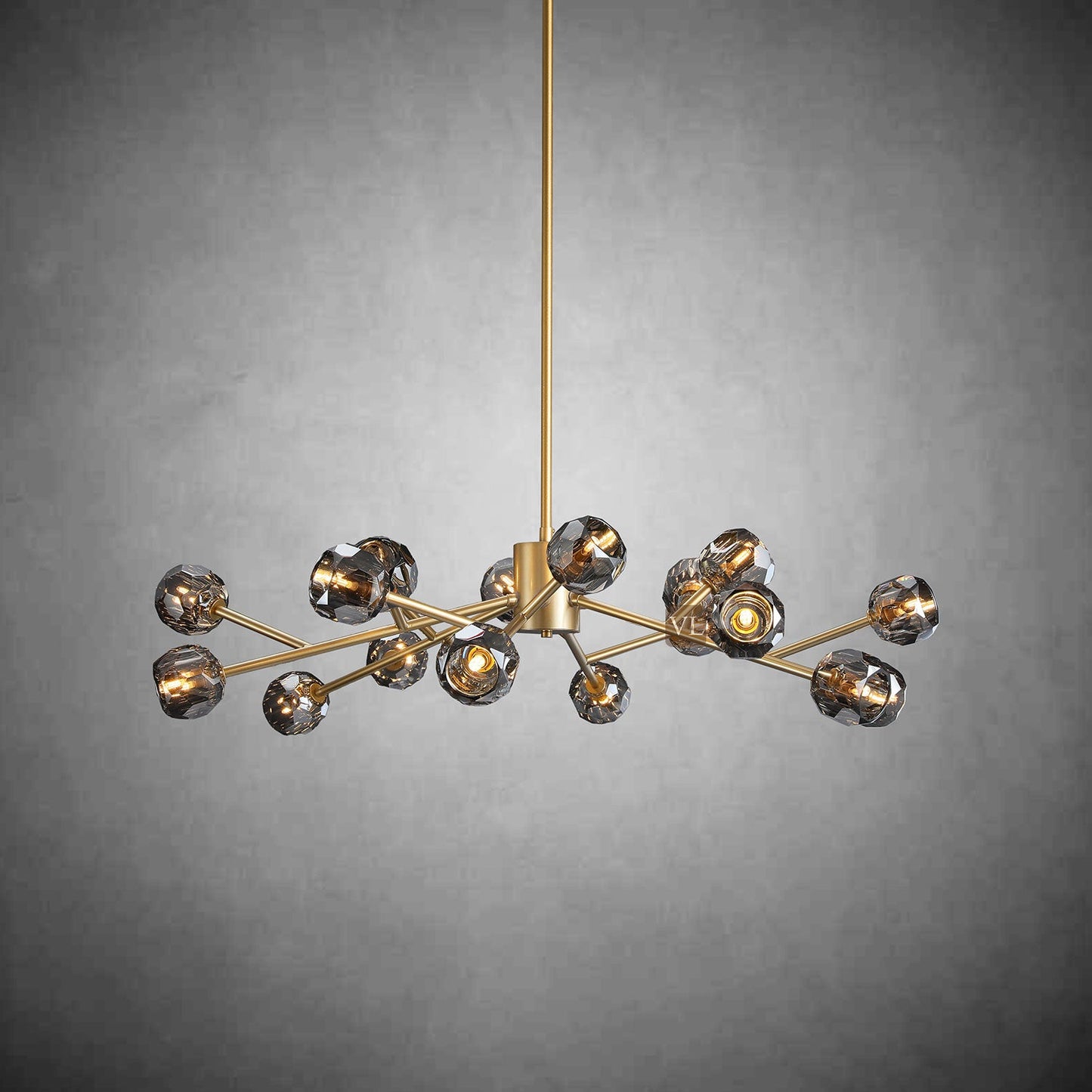 Crystal Orb Brass Chandelier