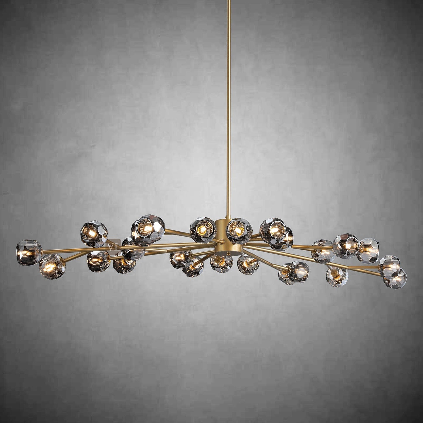 Crystal Orb Brass Chandelier