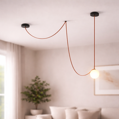 WOMO Globe Leather Pendant Light-WM2311