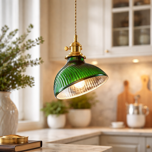 Modern Green Glass Double Pendant Ceiling Light