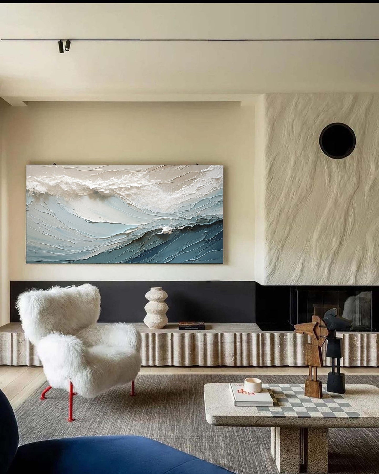 Textured Ocean Wave Canvas Painting
