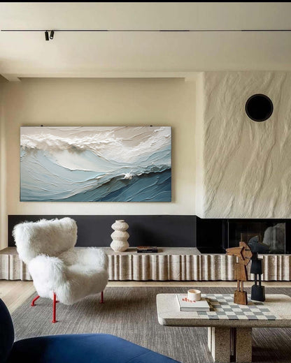Textured Ocean Wave Canvas Painting