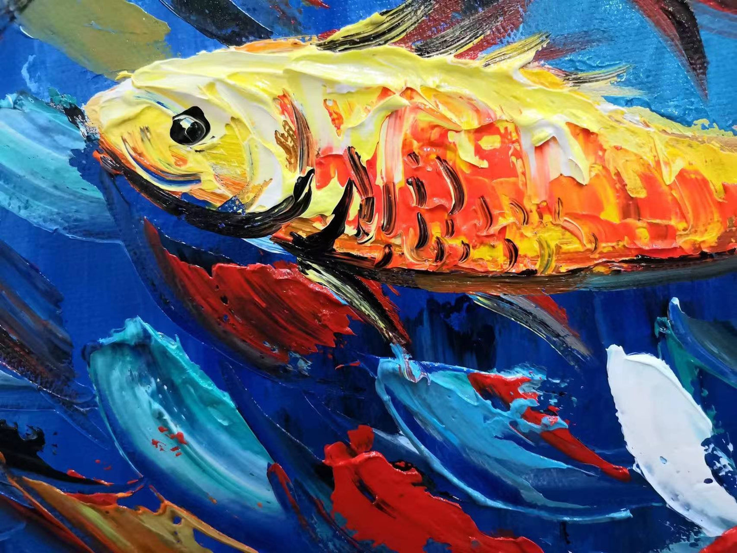 Textured Fish Canvas Painting
