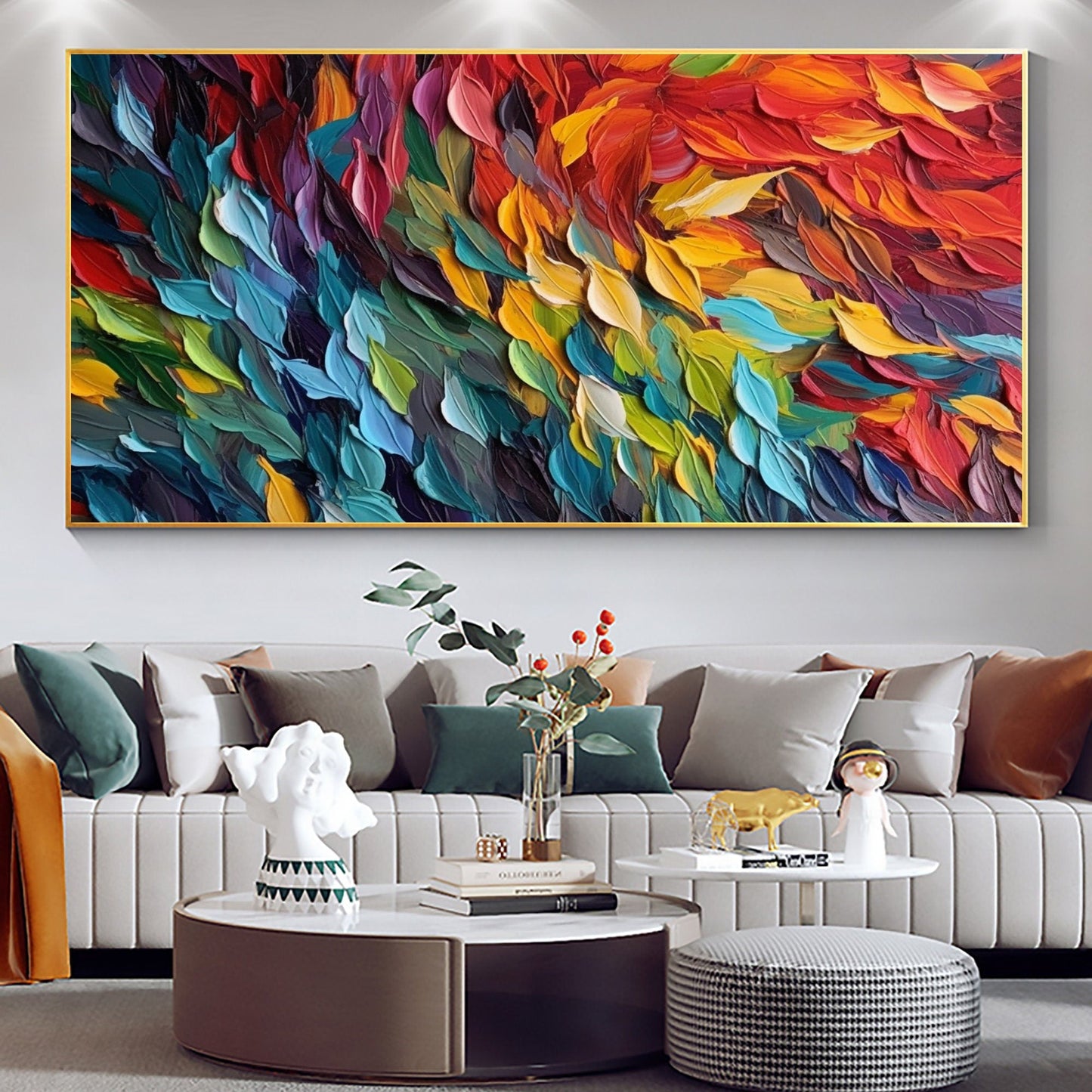Textured Leaf Canvas Painting