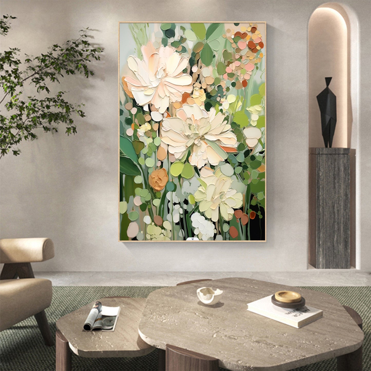 Textured Botanical Canvas Painting