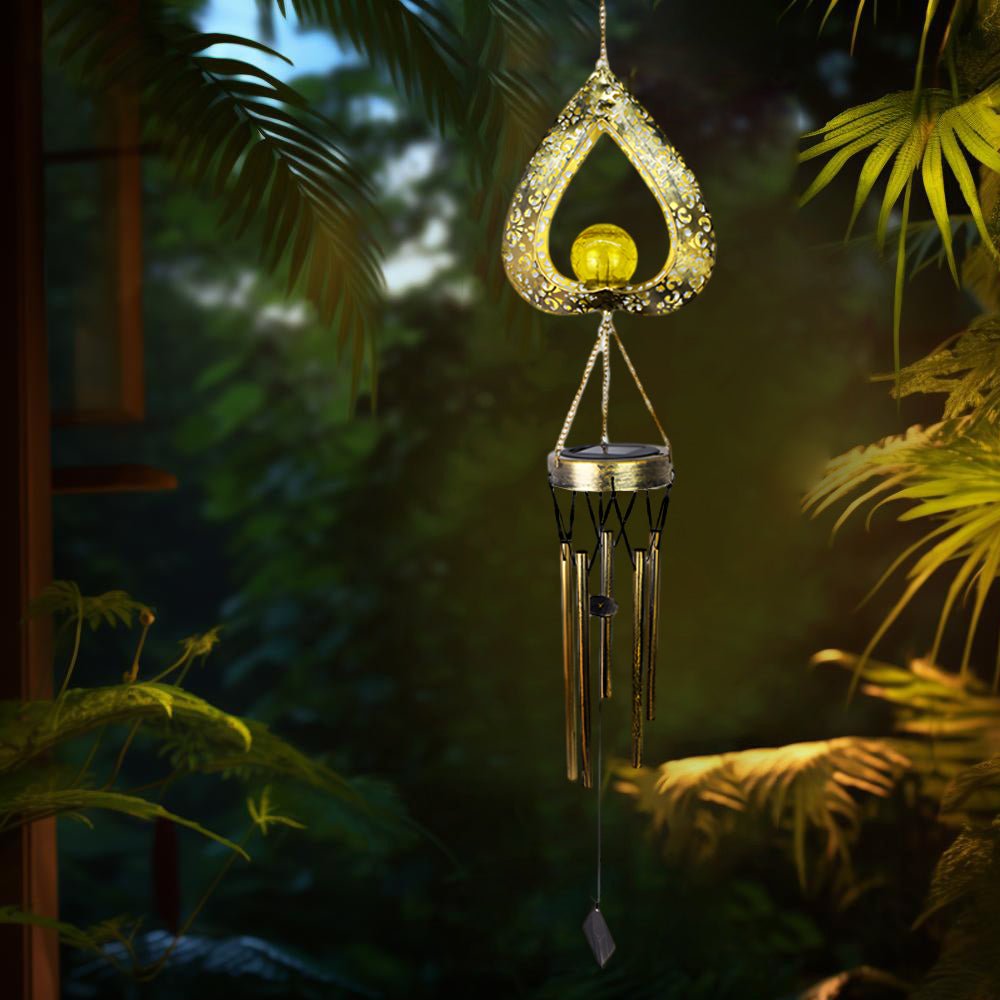 Solar Heart Wind Chime Lantern
