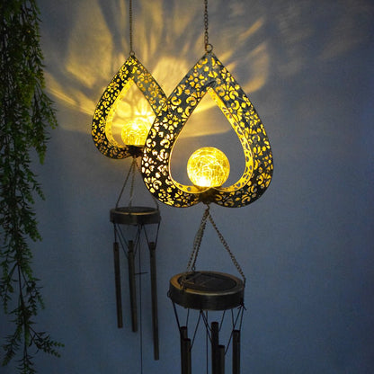 Solar Heart Wind Chime Lantern