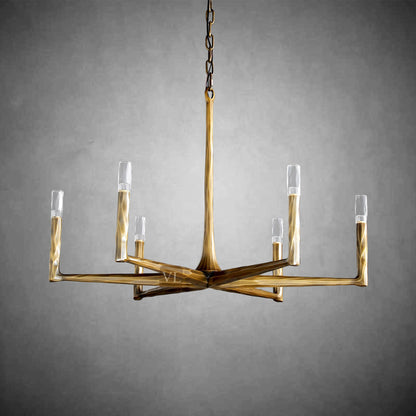 Sculpted Brass Linear Chandelier