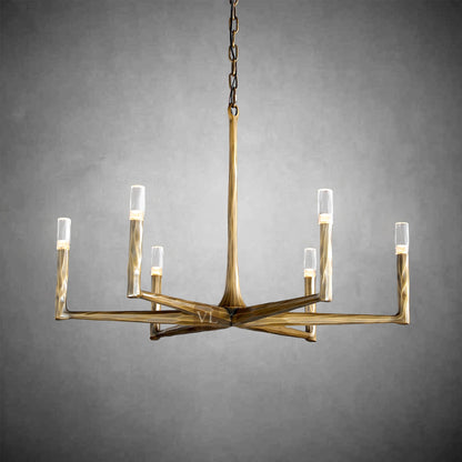 Sculpted Brass Linear Chandelier