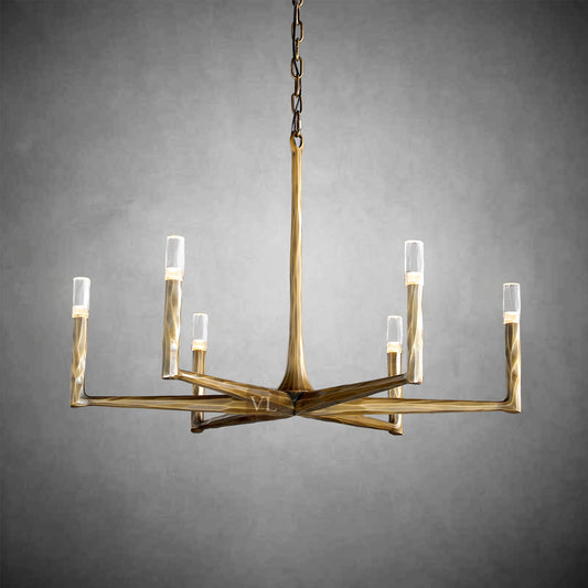 Sculpted Brass Linear Chandelier