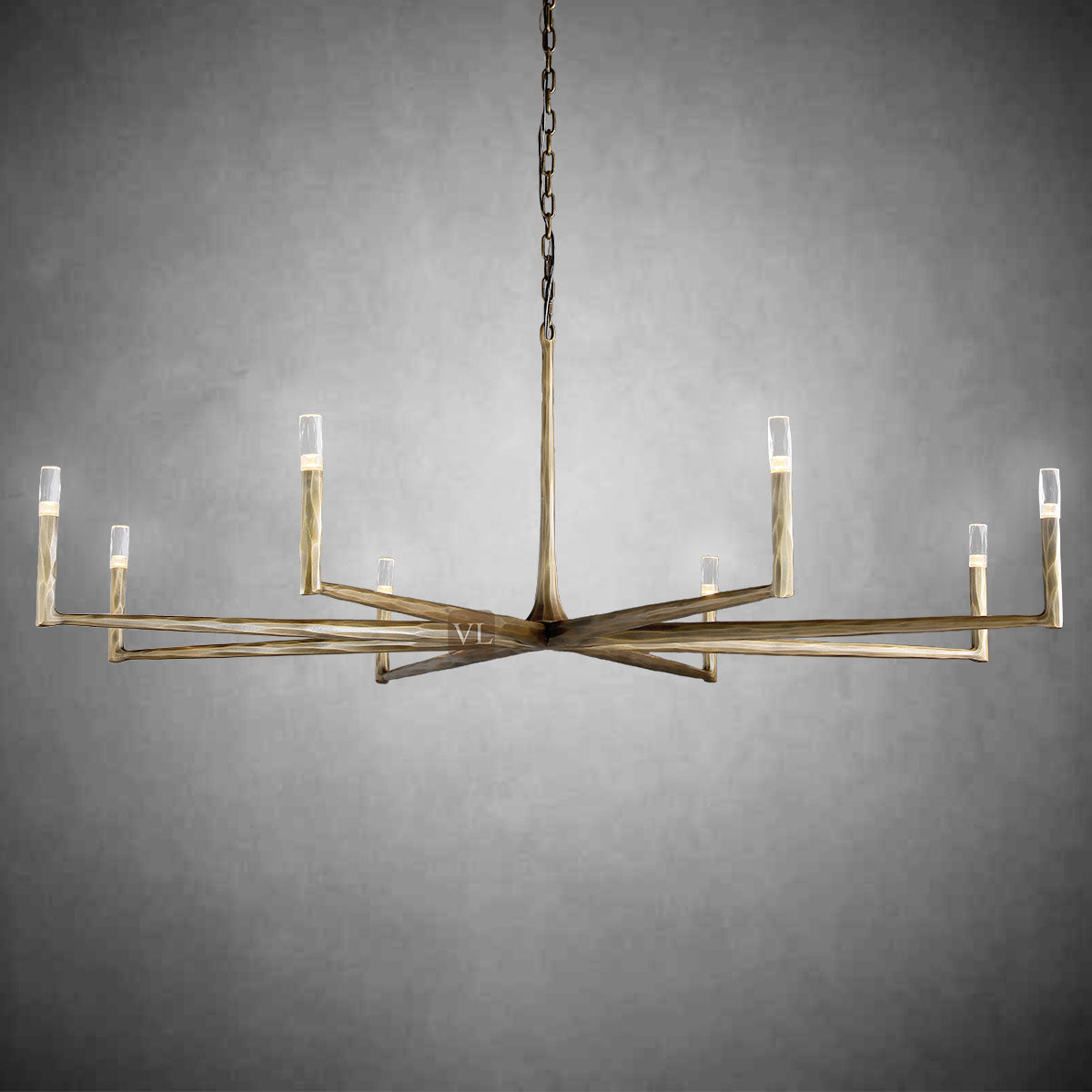 Sculpted Brass Linear Chandelier