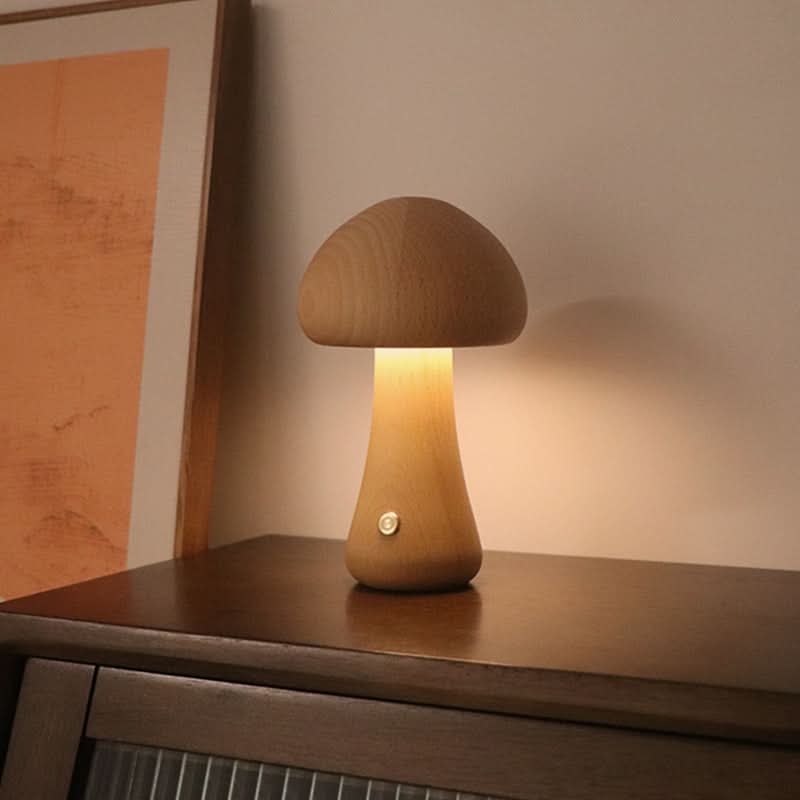 Mini Mushroom Wooden Table Lamp