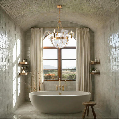 Antique Crystal Floral Chandelier