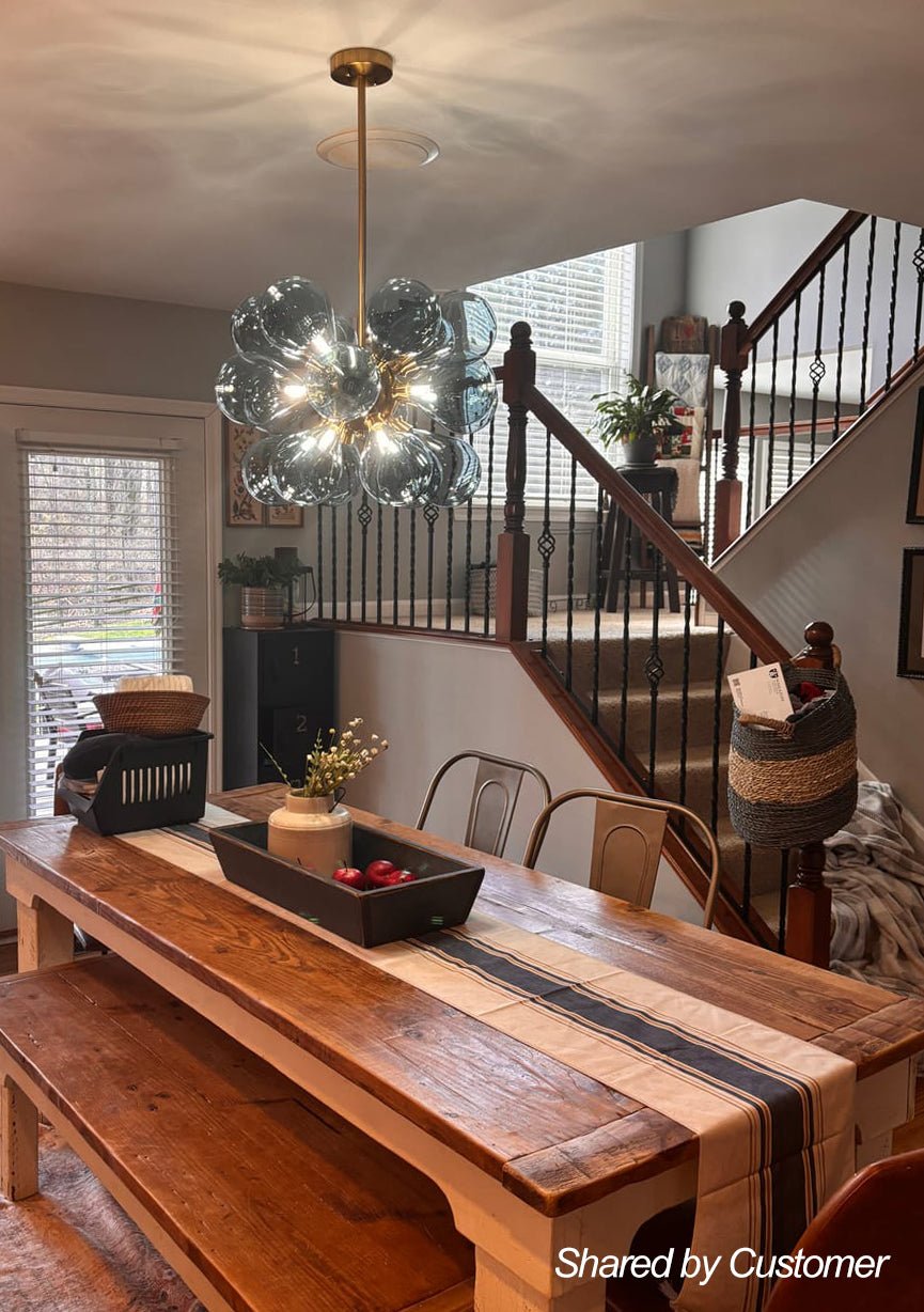 Blue Glass Bubble Chandelier