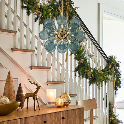 Blue Glass Bubble Chandelier