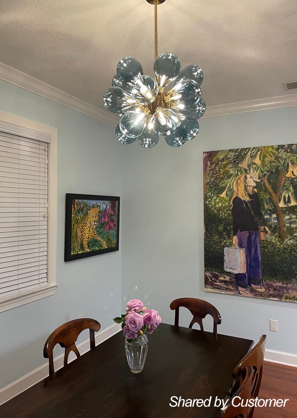 Blue Glass Bubble Chandelier