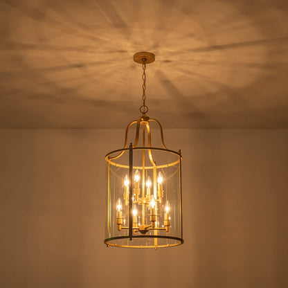 Glass Cylinder Cage Chandelier