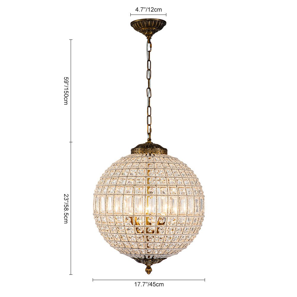 Brass Crystal Globe Chandelier