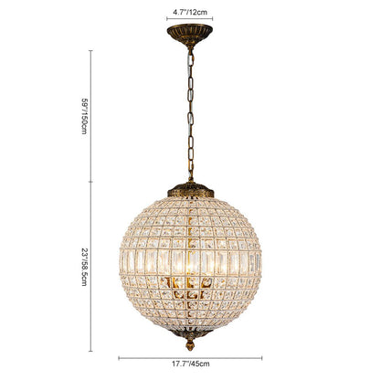 Brass Crystal Globe Chandelier