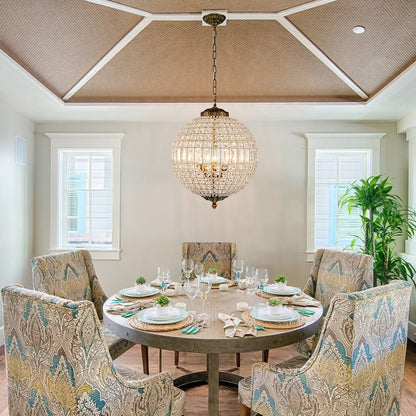 Brass Crystal Globe Chandelier