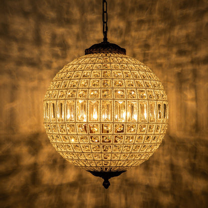 Brass Crystal Globe Chandelier