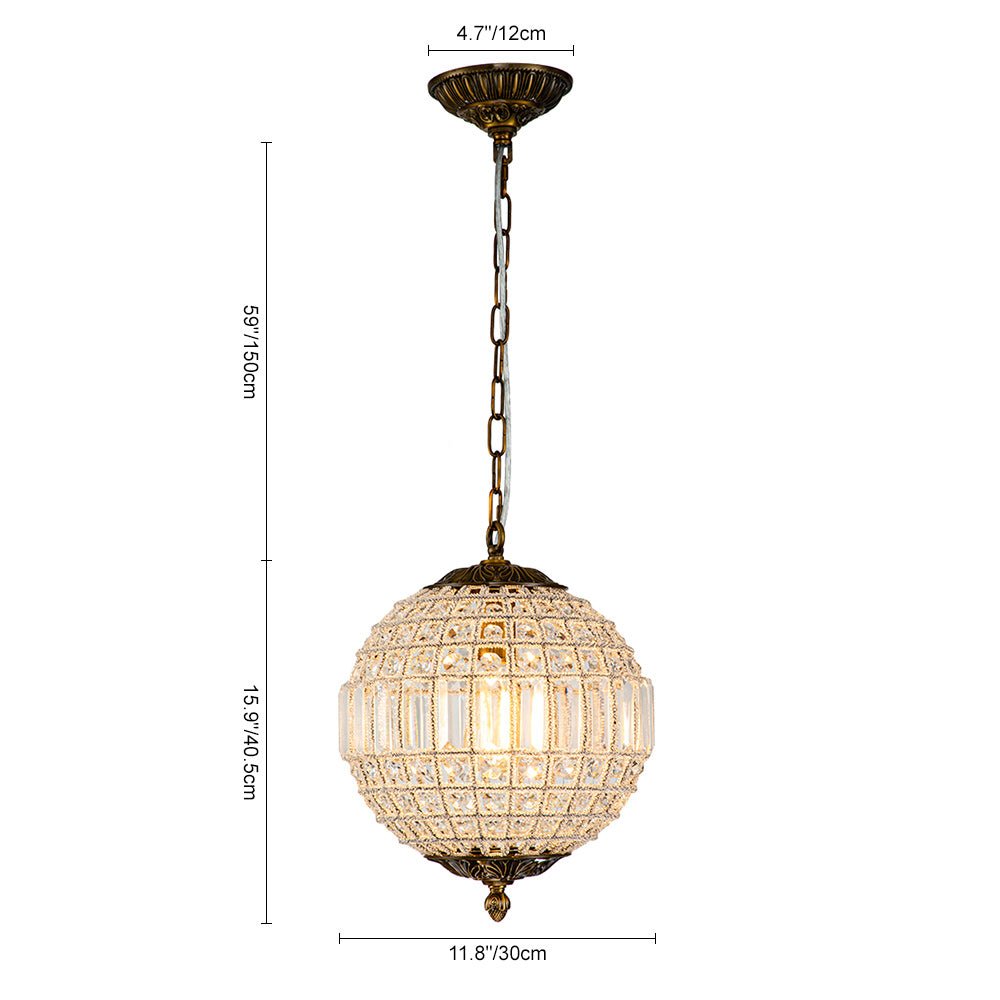 Brass Crystal Globe Chandelier