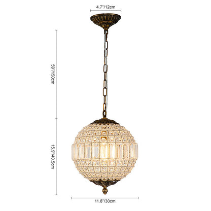 Brass Crystal Globe Chandelier