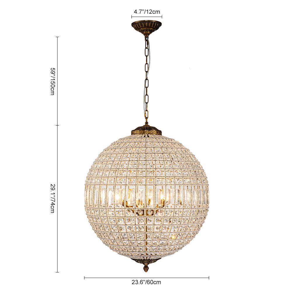Brass Crystal Globe Chandelier
