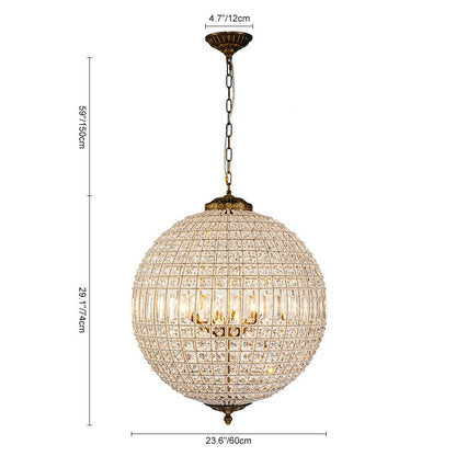 Brass Crystal Globe Chandelier