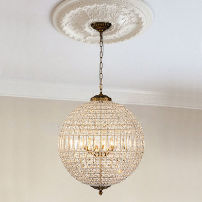 Brass Crystal Globe Chandelier